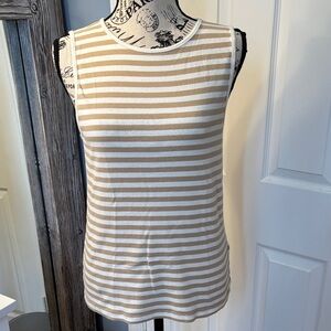 J. Crew Sleeveless Striped Tank - Cream & Tan L